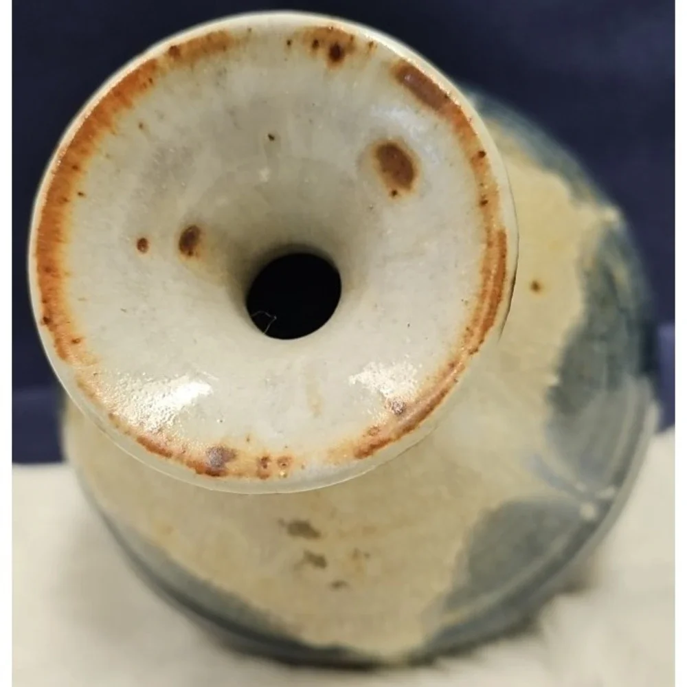 Vintage Small Gray and Blue Vase 6